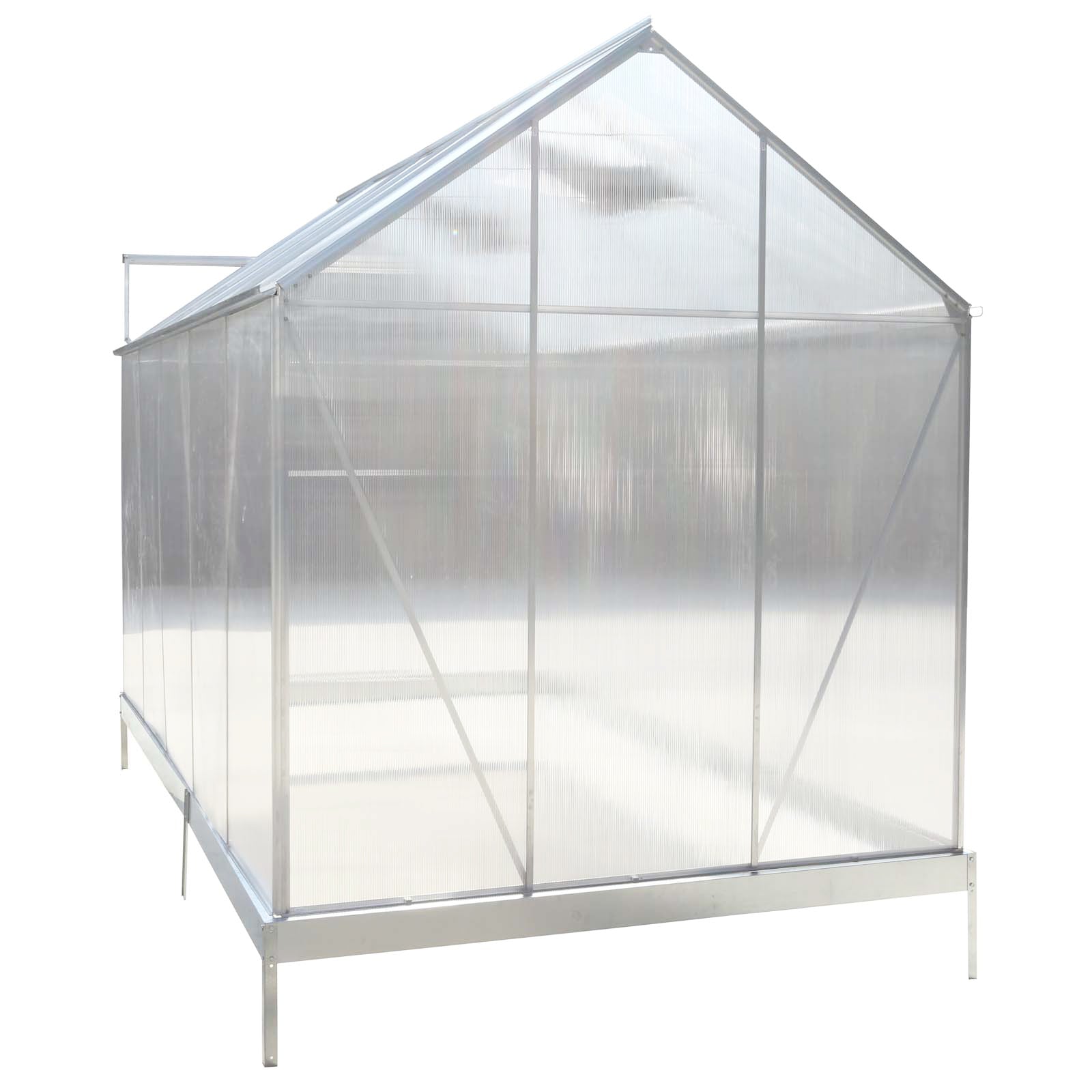 6.3'*10.2'*7' Polycarbonate Greenhouse, Heavy Duty Outdoor Aluminum Walk-in Green House Kit with Rain Gutter, Vent and Door for Backyard Garden, color aluminium