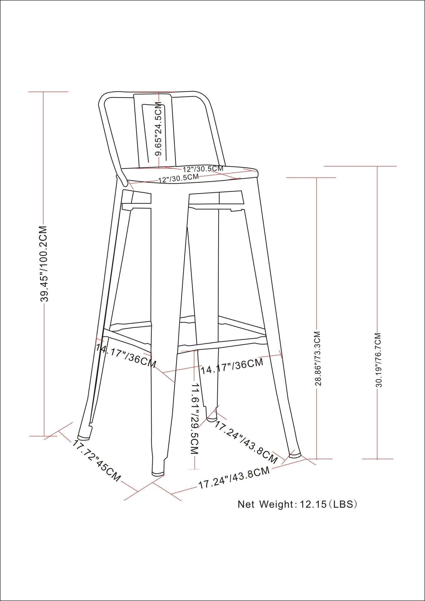 Rayne - 30" Metal Bar Stool (Set of 2) - Gun Metal Grey
