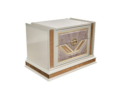 Omari Modern Style 2-Drawer Night stand Made with Wood and Gold Accents in Beige      same asG150109298  (NJ inventory)