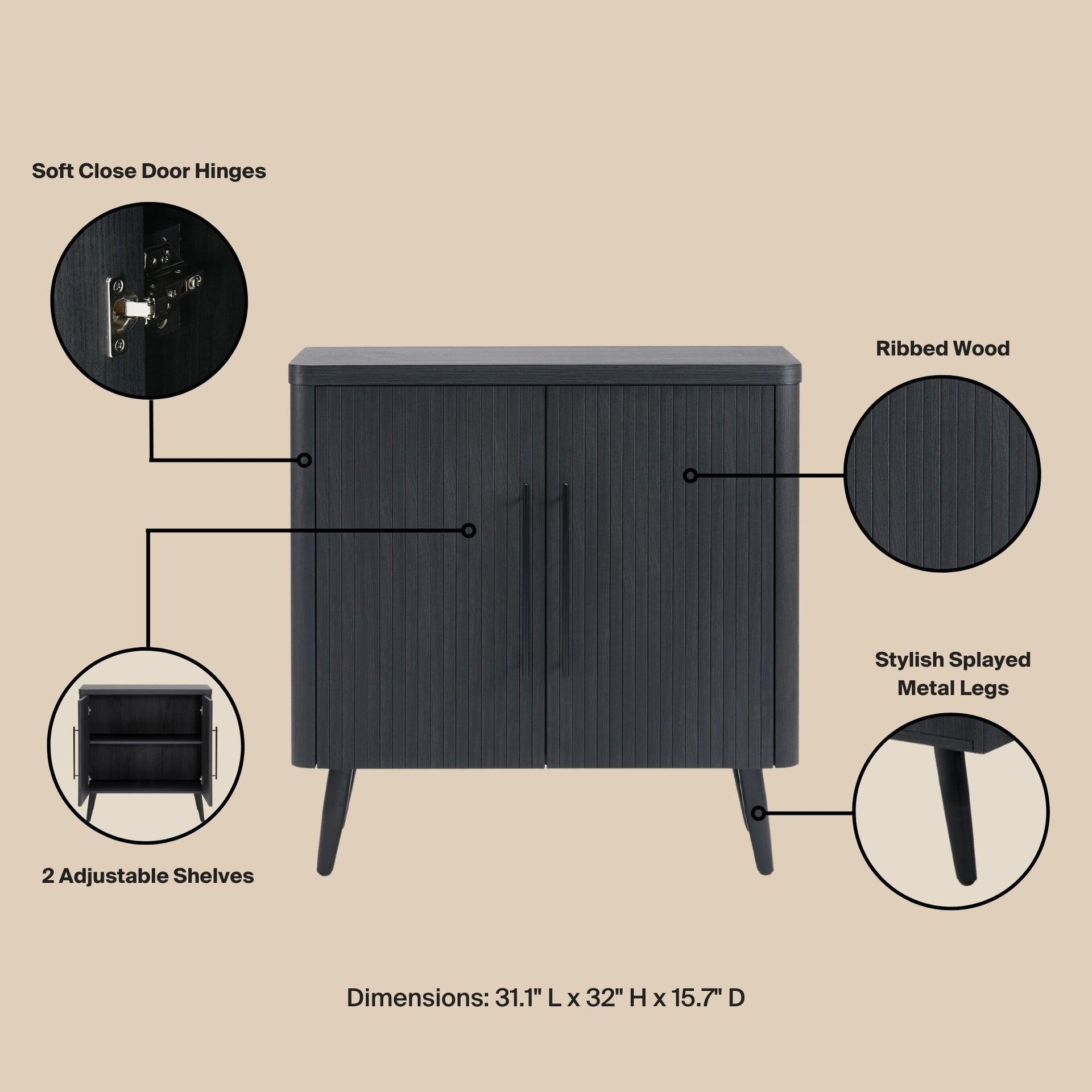 Accent Cabinet in Charcoal Gray
