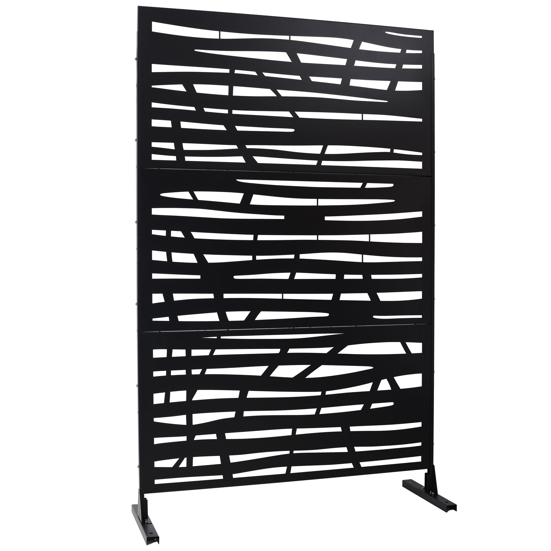 Outdoor & Indoor Privacy Screen Metal Privacy Screen 76" H×48" W, Freestanding Decorative Privacy Screen for Deck Balcony Patio, Privacy Fence Panels for Outside Lawn Garden PS109 BLACK