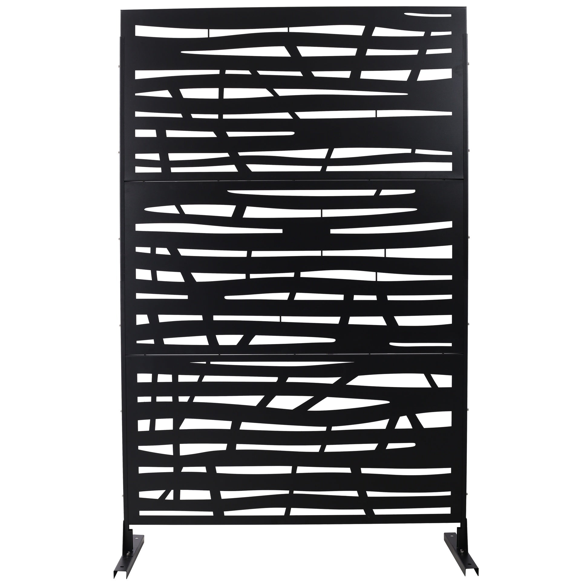Outdoor & Indoor Privacy Screen Metal Privacy Screen 76" H×48" W, Freestanding Decorative Privacy Screen for Deck Balcony Patio, Privacy Fence Panels for Outside Lawn Garden PS109 BLACK