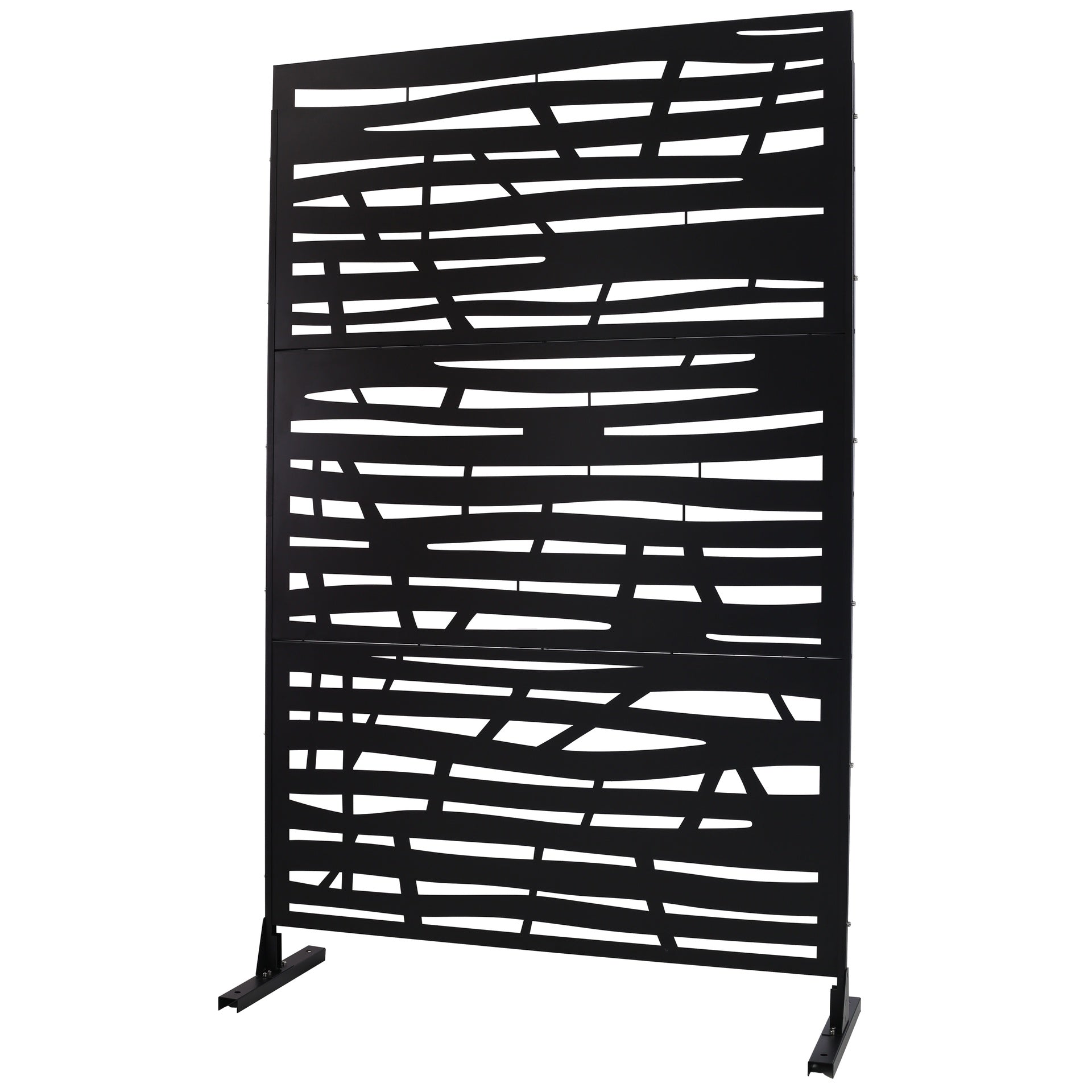 Outdoor & Indoor Privacy Screen Metal Privacy Screen 76" H×48" W, Freestanding Decorative Privacy Screen for Deck Balcony Patio, Privacy Fence Panels for Outside Lawn Garden PS109 BLACK