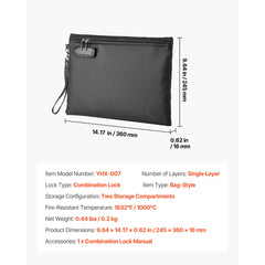 Fireproof Document Bag, 1832 ℉ Heat Insulated Fireproof & Waterproof Bag with Lock, Portable File Storage Security Organizer Home Office Travel Use, for Passports, Important Documents & Files