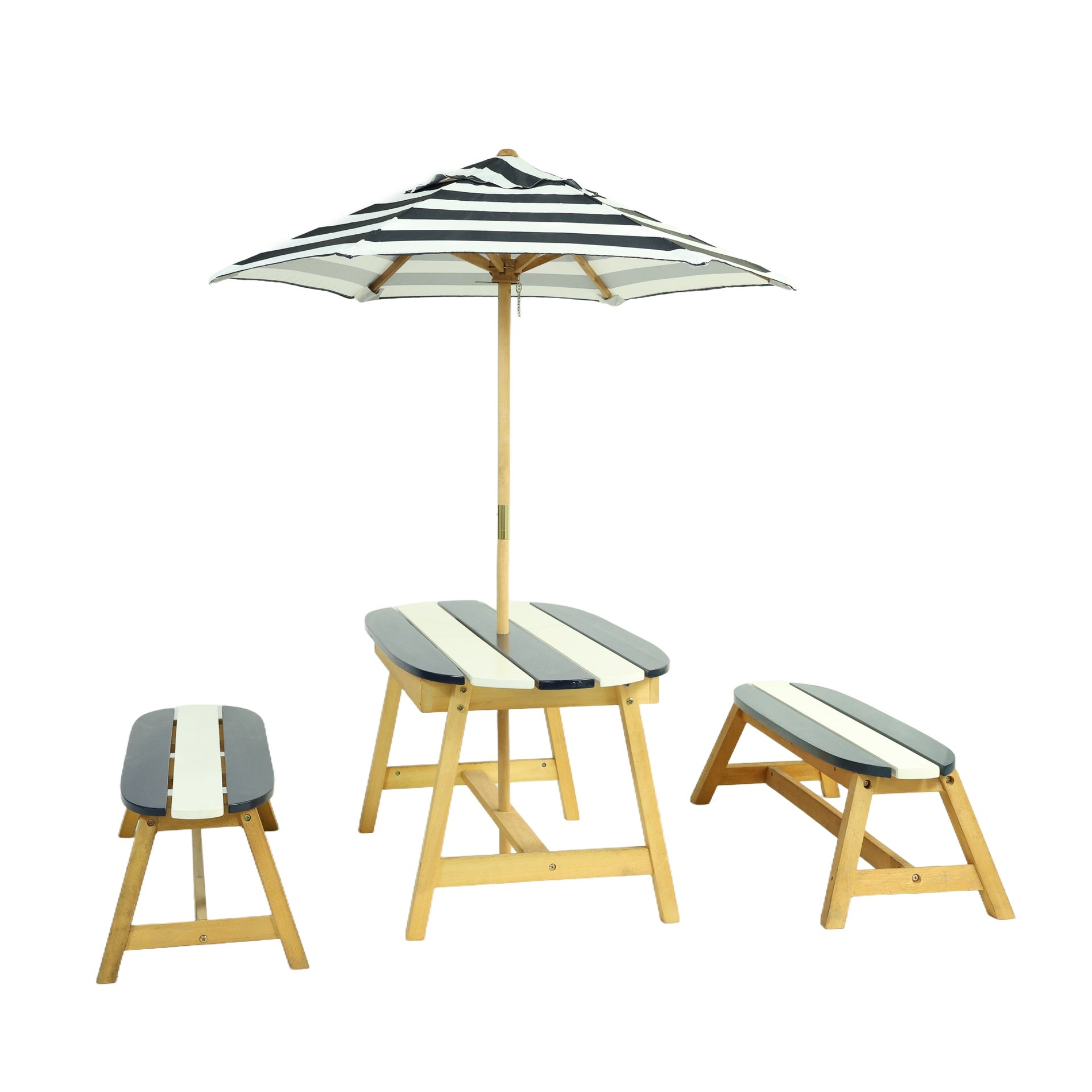 Naturally Playful Kids Picnic Table with  Umbrella, Indoor/Outdoor Toys-Dark Blue
