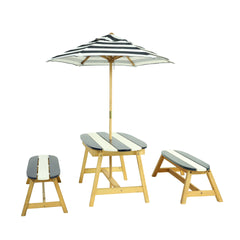 Naturally Playful Kids Picnic Table with  Umbrella, Indoor/Outdoor Toys-Dark Blue