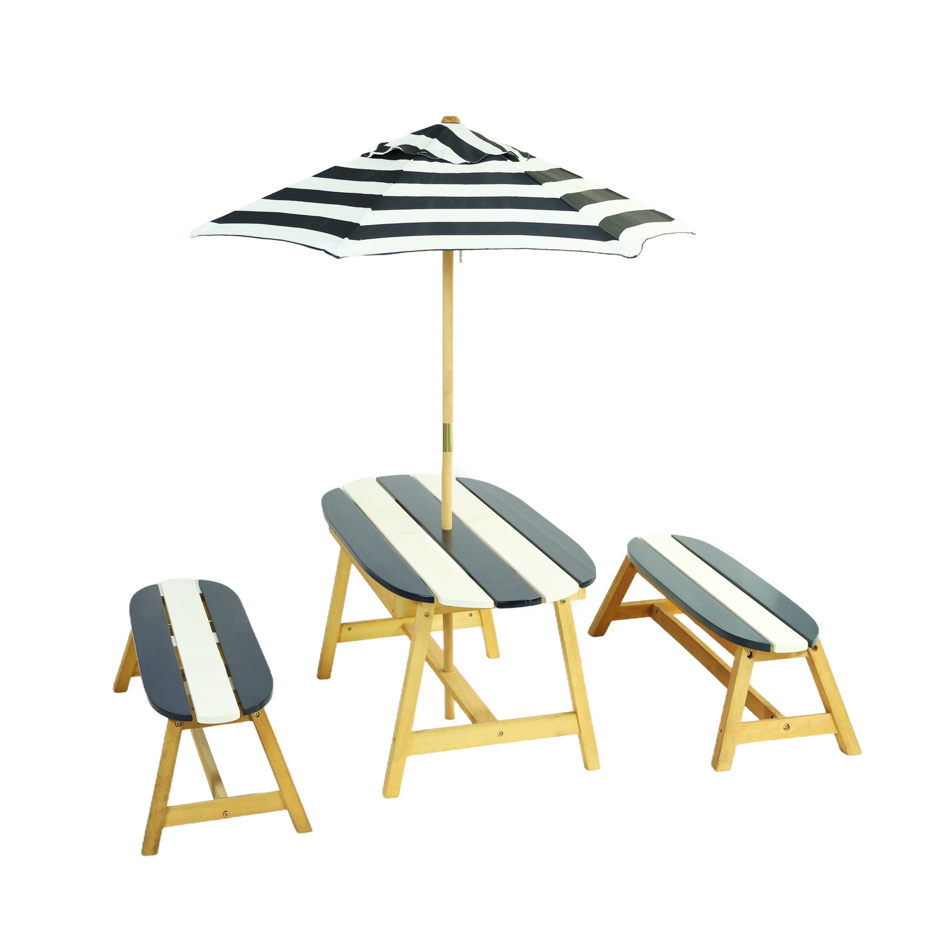 Naturally Playful Kids Picnic Table with  Umbrella, Indoor/Outdoor Toys-Dark Blue