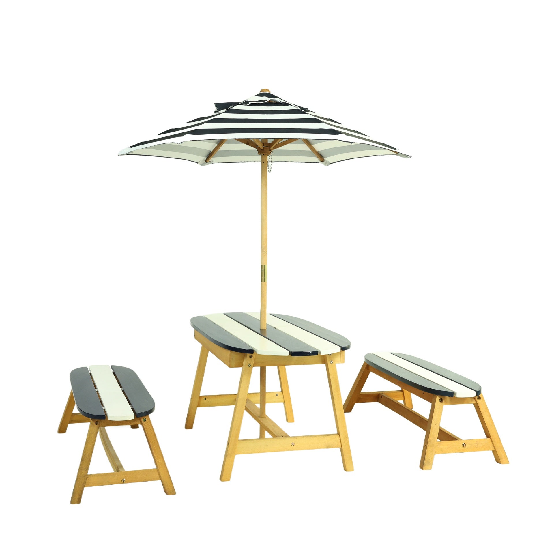 Naturally Playful Kids Picnic Table with  Umbrella, Indoor/Outdoor Toys-Dark Blue