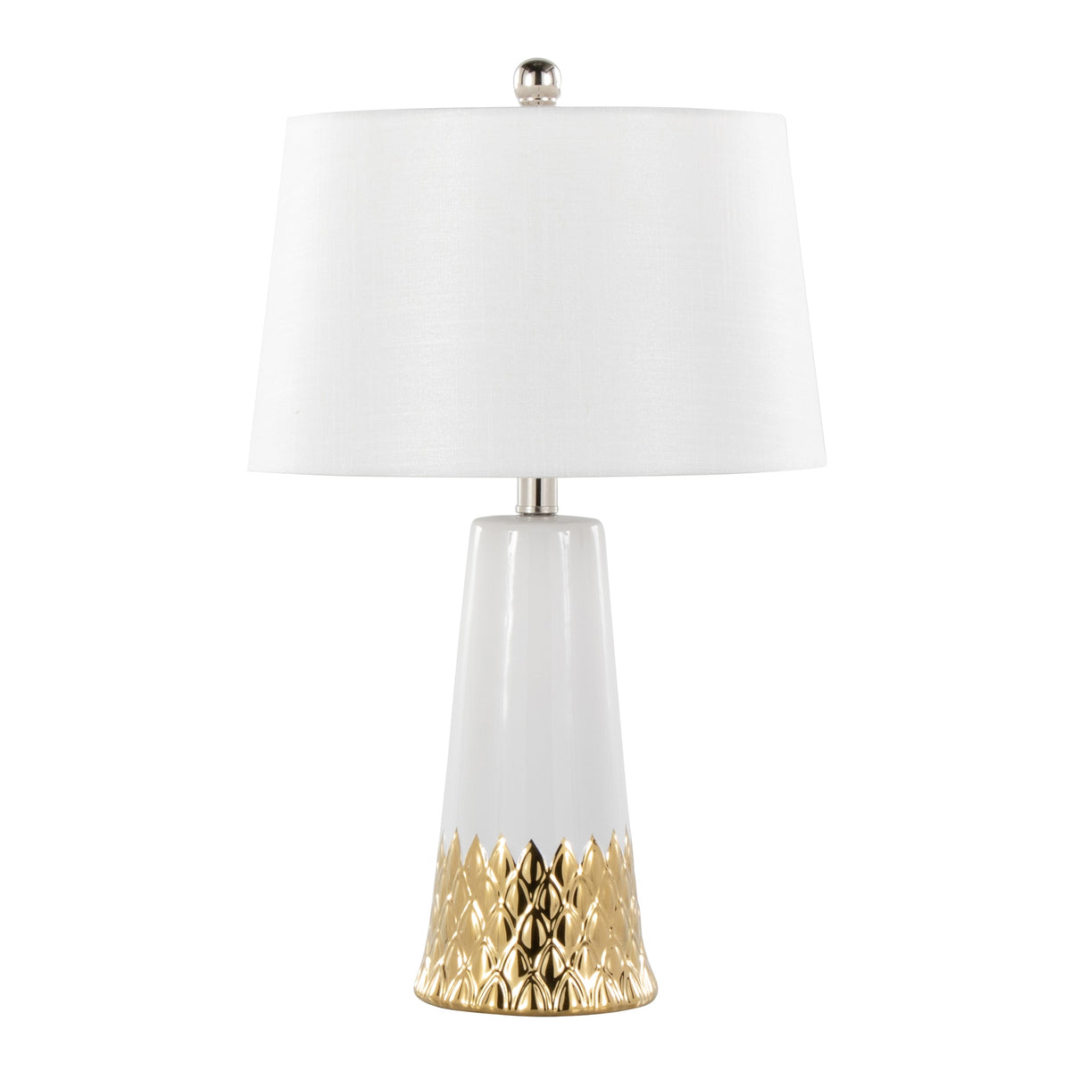 Penelope 22" Contemporary Ceramic Table Lamp with White & Gold Ceramic Body and White Shade by LumiSource