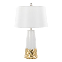 Penelope 22" Contemporary Ceramic Table Lamp with White & Gold Ceramic Body and White Shade by LumiSource