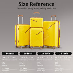 Luggage Sets 4 Piece(14/20/24/28), Expandable Lightweight Suitcase with 4 Double 360 Degrees Mute Spinner Wheels PP Materials Durable TSA Lock Travel Luggage