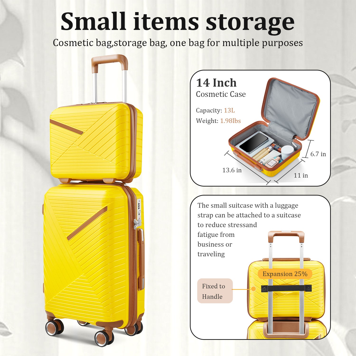 Luggage Sets 4 Piece(14/20/24/28), Expandable Lightweight Suitcase with 4 Double 360 Degrees Mute Spinner Wheels PP Materials Durable TSA Lock Travel Luggage