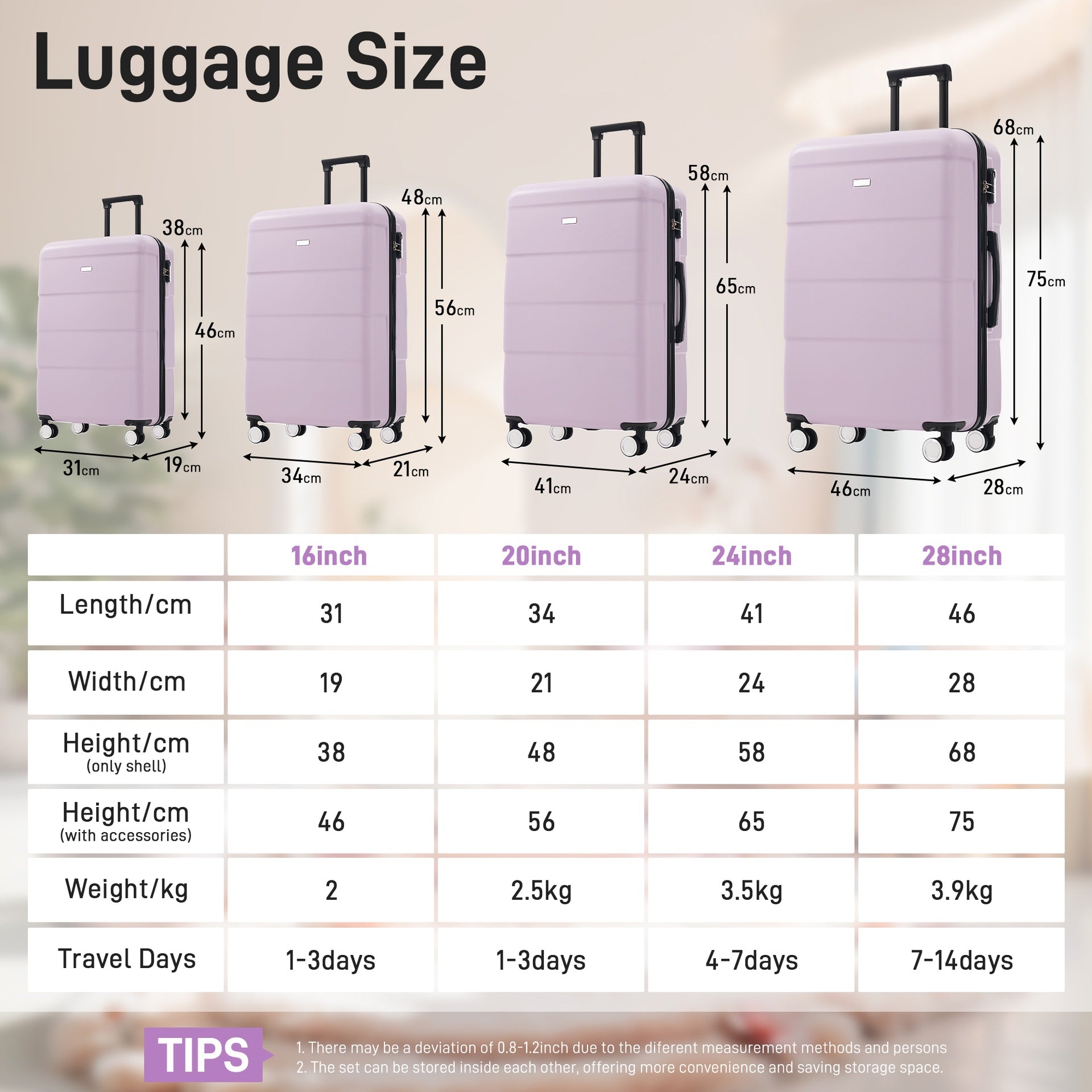 Hardshell Luggage Sets 6 Piece with 2 Bags,Carry on Suitcase with Handle Password Lock Double Spinner Wheels, Lightweight 16"+20"+24"+28" Luggages