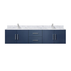Navy Blue Double Bath Vanity 80 in. W x 22 in. D, Carrara Marble Top, and Faucet Set
