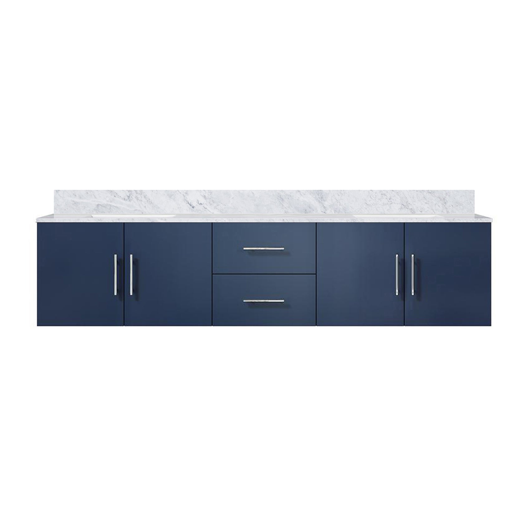 Navy Blue Double Bath Vanity 80 in. W x 22 in. D, with Carrara Marble Top