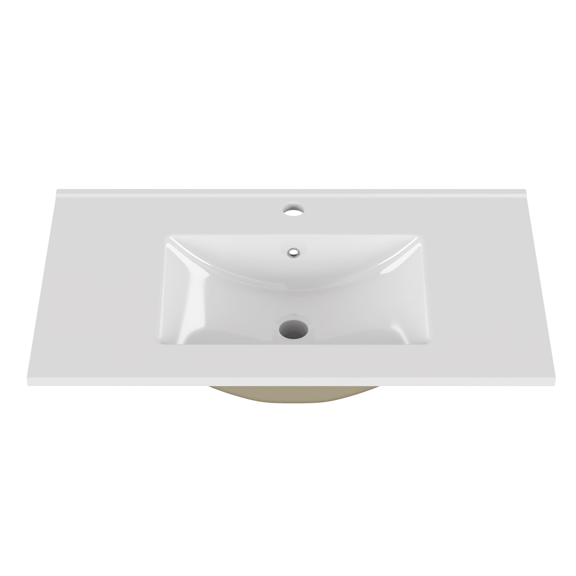 30-Inch White Ceramic Bathroom Sink, Fits 30-Inch Vanity,Pre-Drilled Faucet Hole,Modern Minimalist Design,Durable & Easy to Clean
