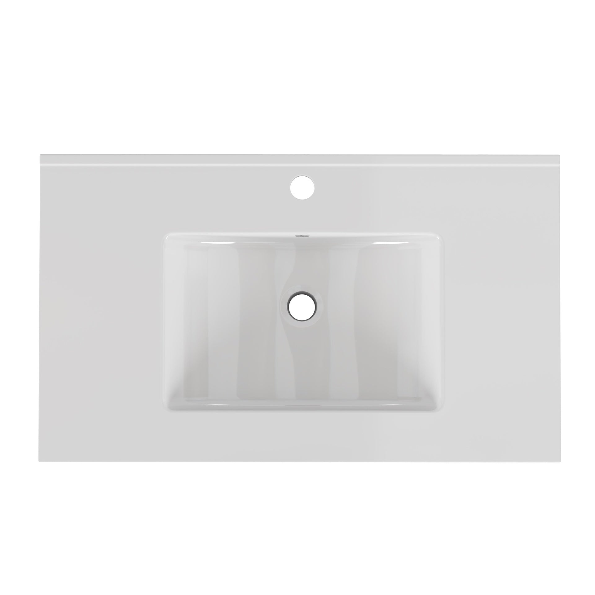 30-Inch White Ceramic Bathroom Sink, Fits 30-Inch Vanity,Pre-Drilled Faucet Hole,Modern Minimalist Design,Durable & Easy to Clean