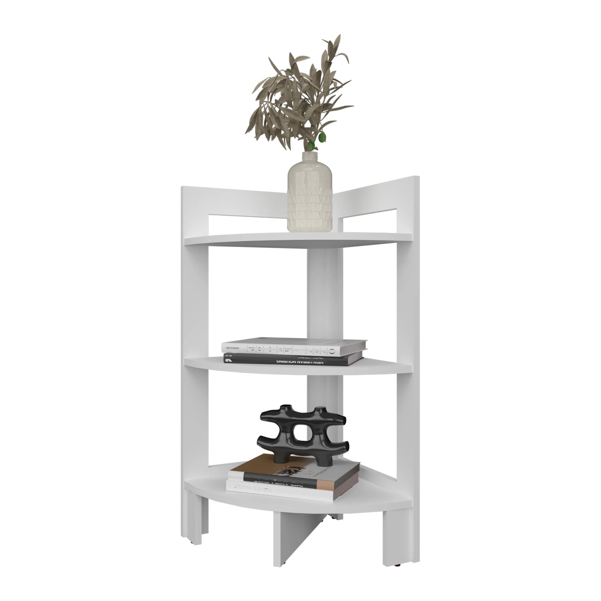 White Corner Shelf with 3 Shelf