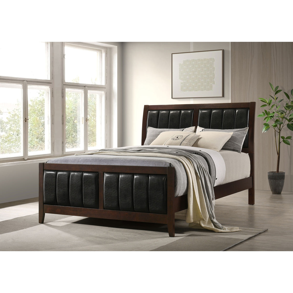 Cappuccino and Black Queen Panel Bed