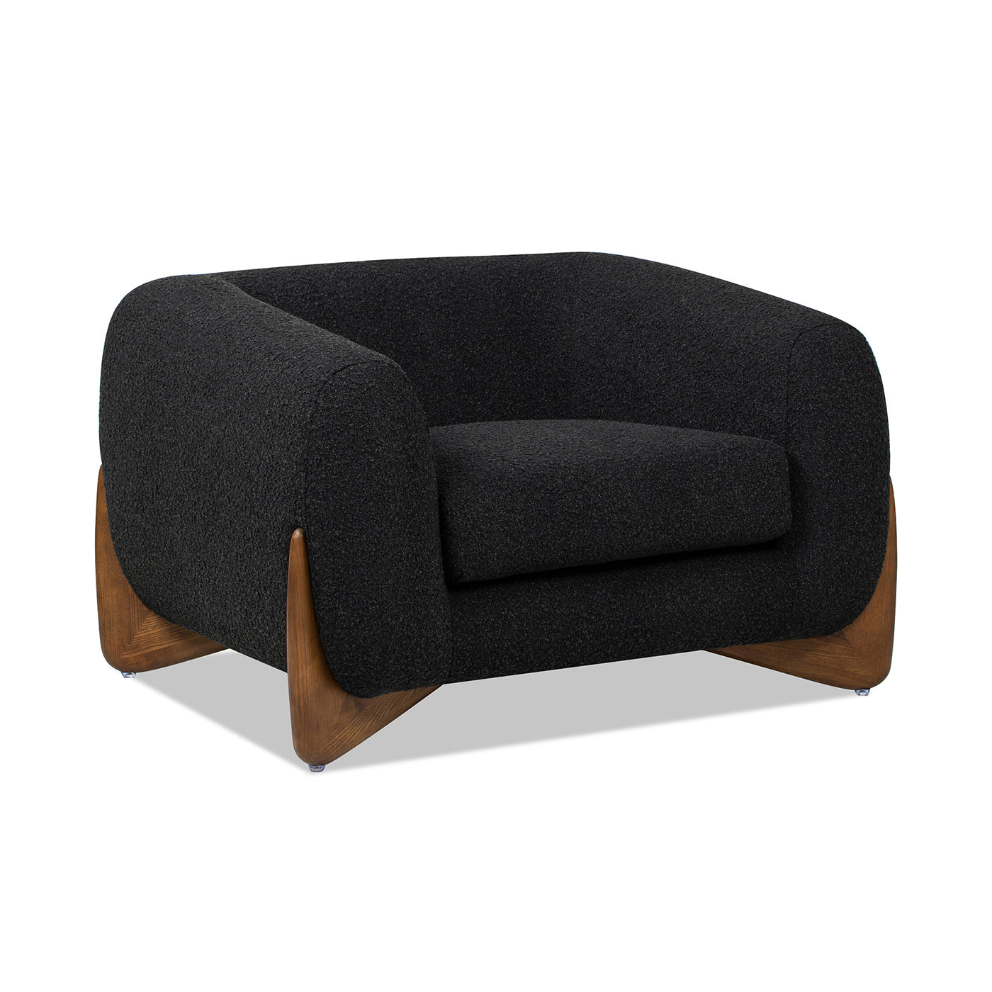 Alpine 44" Sherpa Arm Chair, Ebony Black Boucle