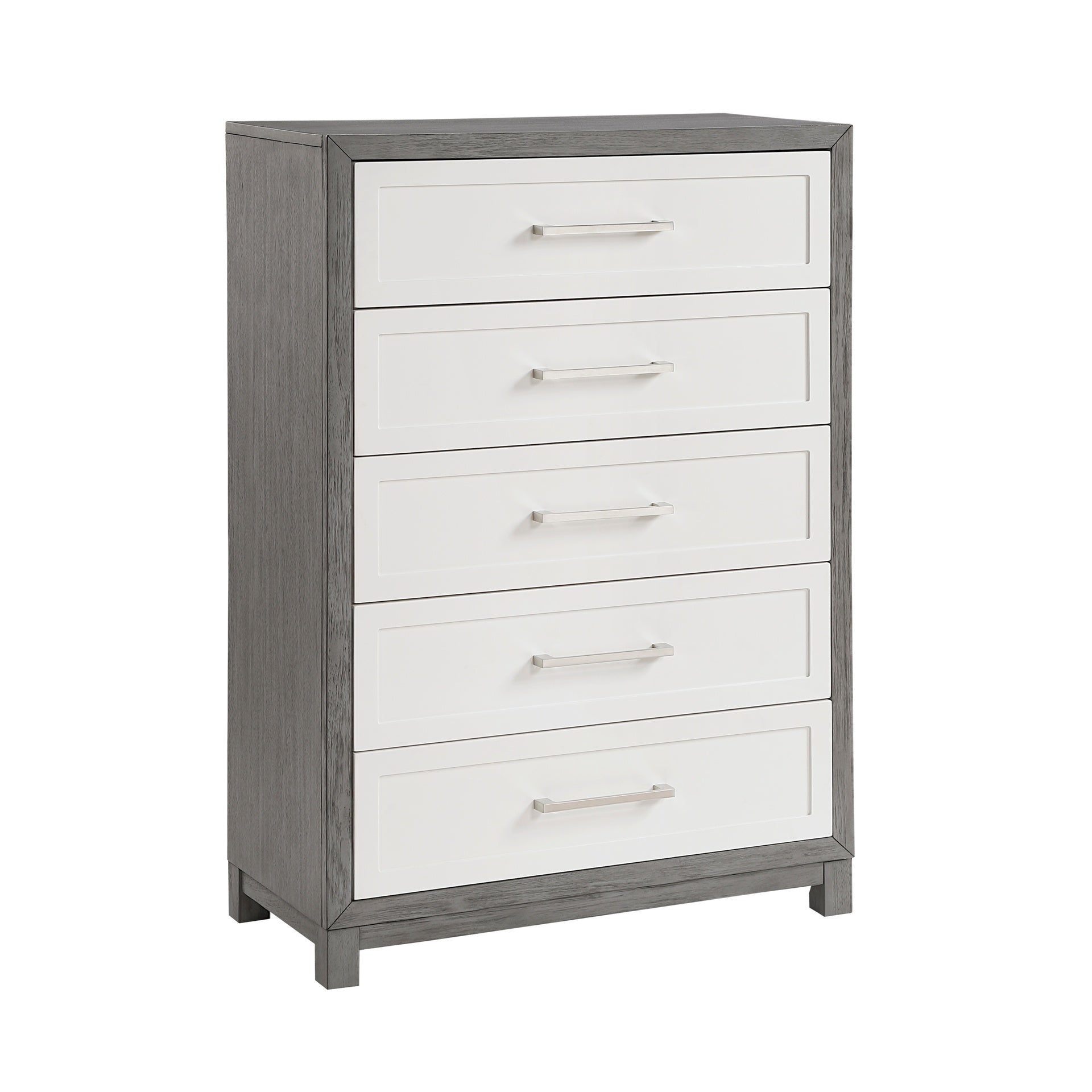 Five Drawers Chest Ivory and Gray Finish Bedroom Furniture 1pc