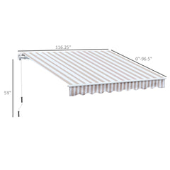 Outsunny 10' x 8' Retractable Awning, Patio Awnings, Sunshade Shelter w/ Manual Crank Handle, UV & Water-Resistant Fabric and Aluminum Frame for Deck, Balcony, Yard, Beige Stripes