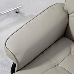 HOMCOM Recliner with Ottoman, Swivel Recliner Chair and Ottoman, Faux Leather Reclining Chair with High Back and Wood Frame for Living Room, Bedroom, Gray
