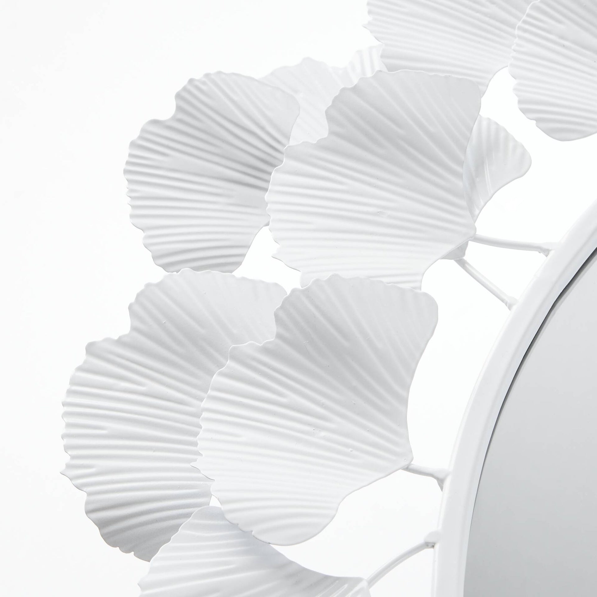 30.5"Eden Gingko Leaf Round Wall Mirror White