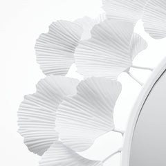 30.5"Eden Gingko Leaf Round Wall Mirror White