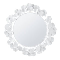 30.5"Eden Gingko Leaf Round Wall Mirror White