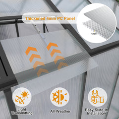 6x14FT Walk-in Outdoor Greenhouse - Polycarbonate Garden Greenhouse with Sturdy Aluminum Frame, Adjustable Vents, Lockable Door & UV Protection for Backyard
