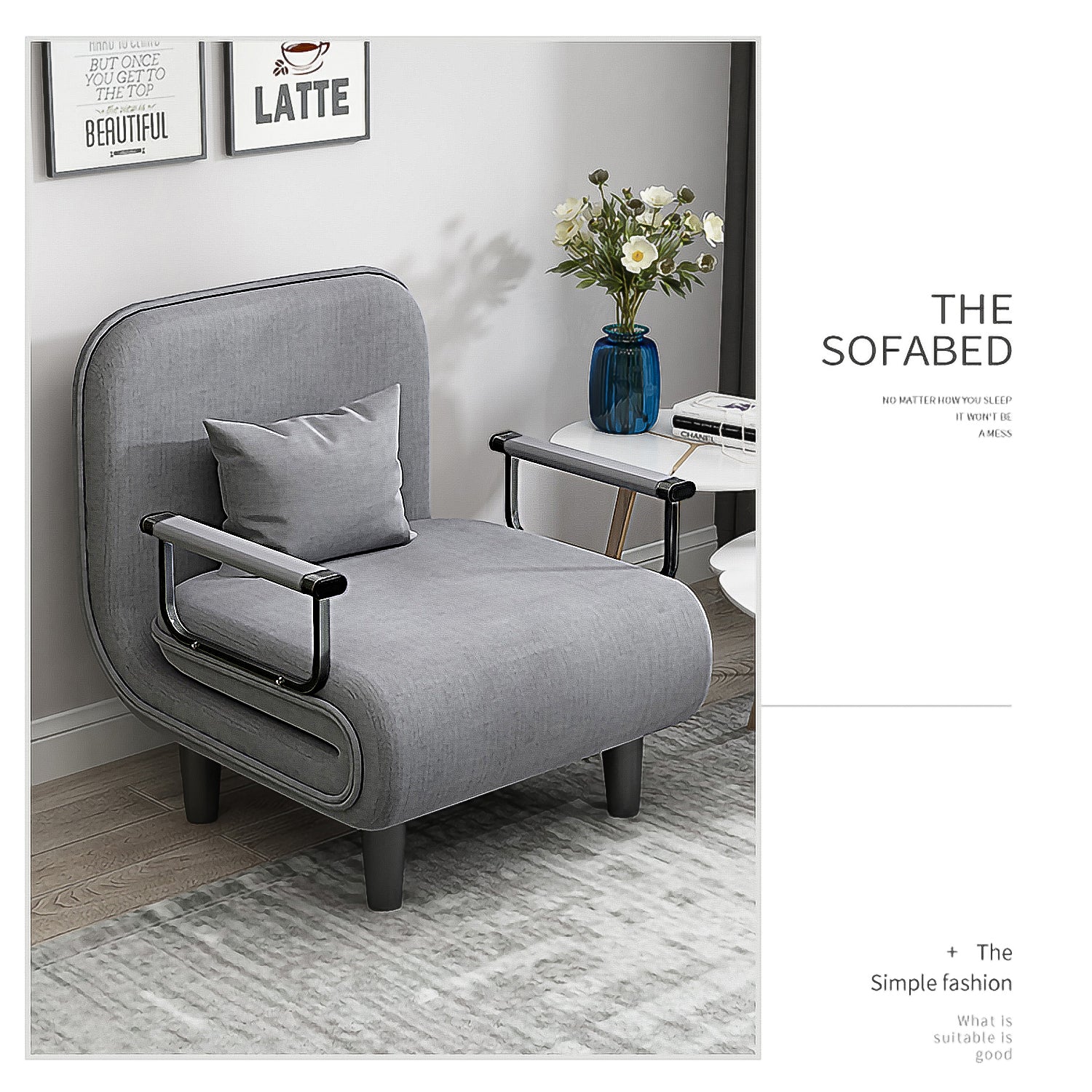 Folding sofa chair   grey