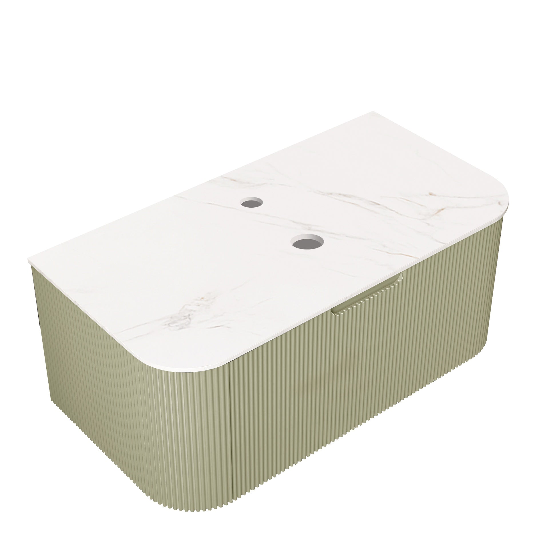 DINA 36'' Wall Mounted Cabinet, with Carrara White Artificial Marble Countertop and Drawer, NO Basin, NO Faucet, Light Green Color