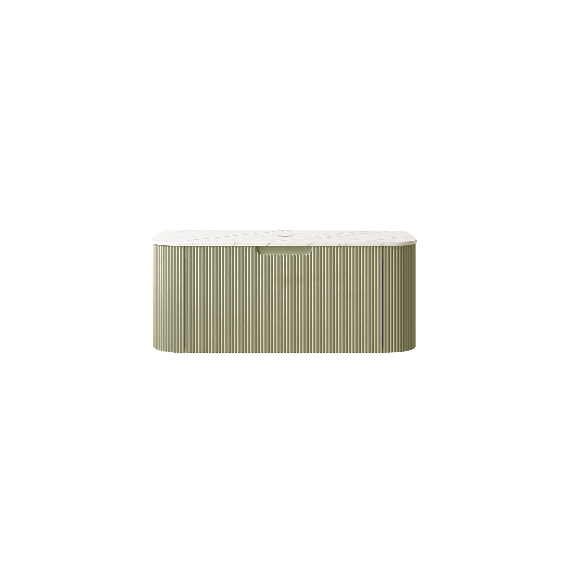 DINA 36'' Wall Mounted Cabinet, with Carrara White Artificial Marble Countertop and Drawer, NO Basin, NO Faucet, Light Green Color