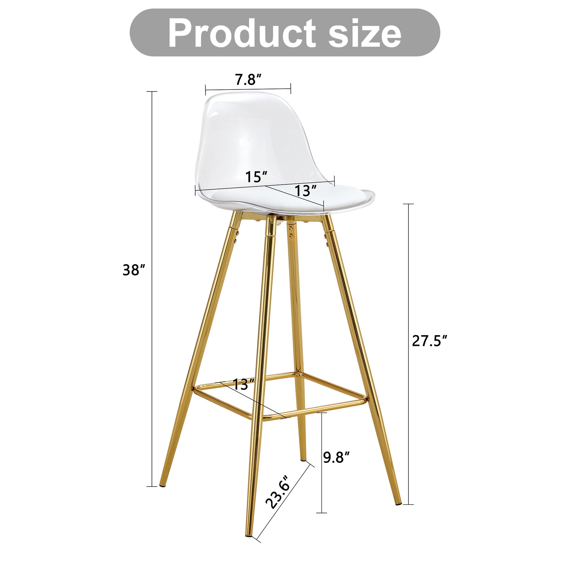 Modern and comfortable upholstered bar chairs, metal legs, small size bar chairs, suitable for part of the crowd, stylish design for dining room, kitchen, terrace and living room chairs.