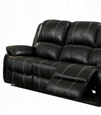 Zuriel Black Synthetic Leather Recliner Sofa