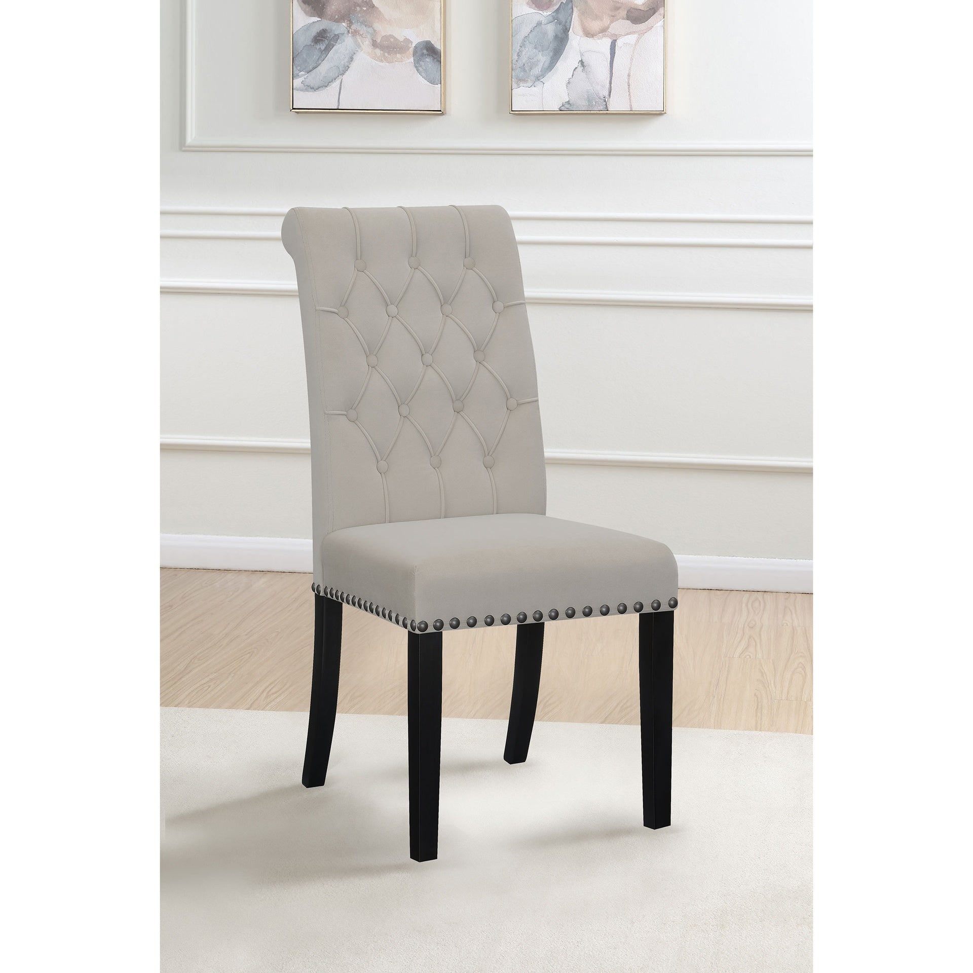 Sand and Rustic Espresso Tufted Side Chairs (Set of 2)