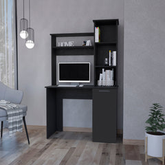 Wenge 3-Tier Storage Shelves Computer Desk