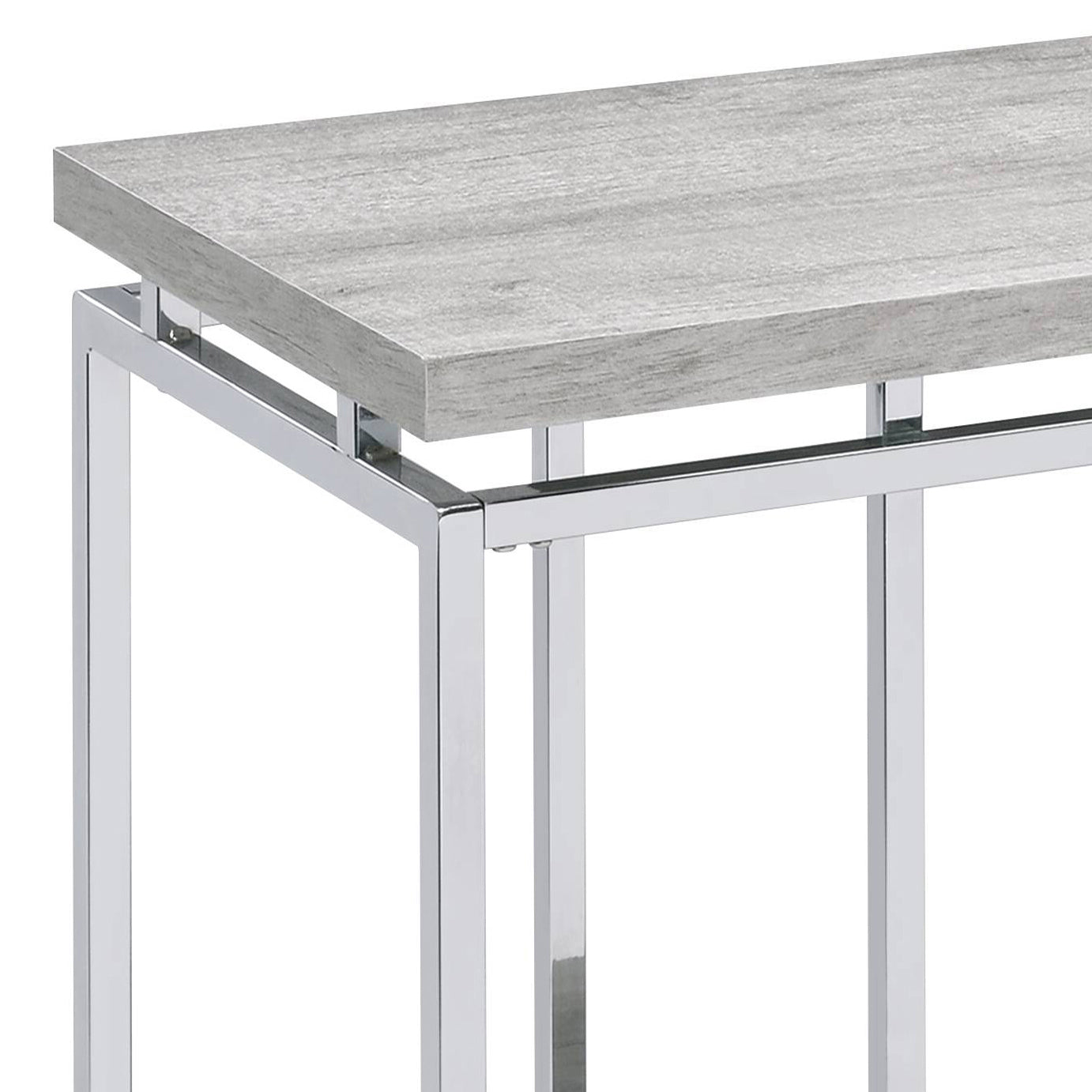 Natural Oak and Chrome Sofa Table