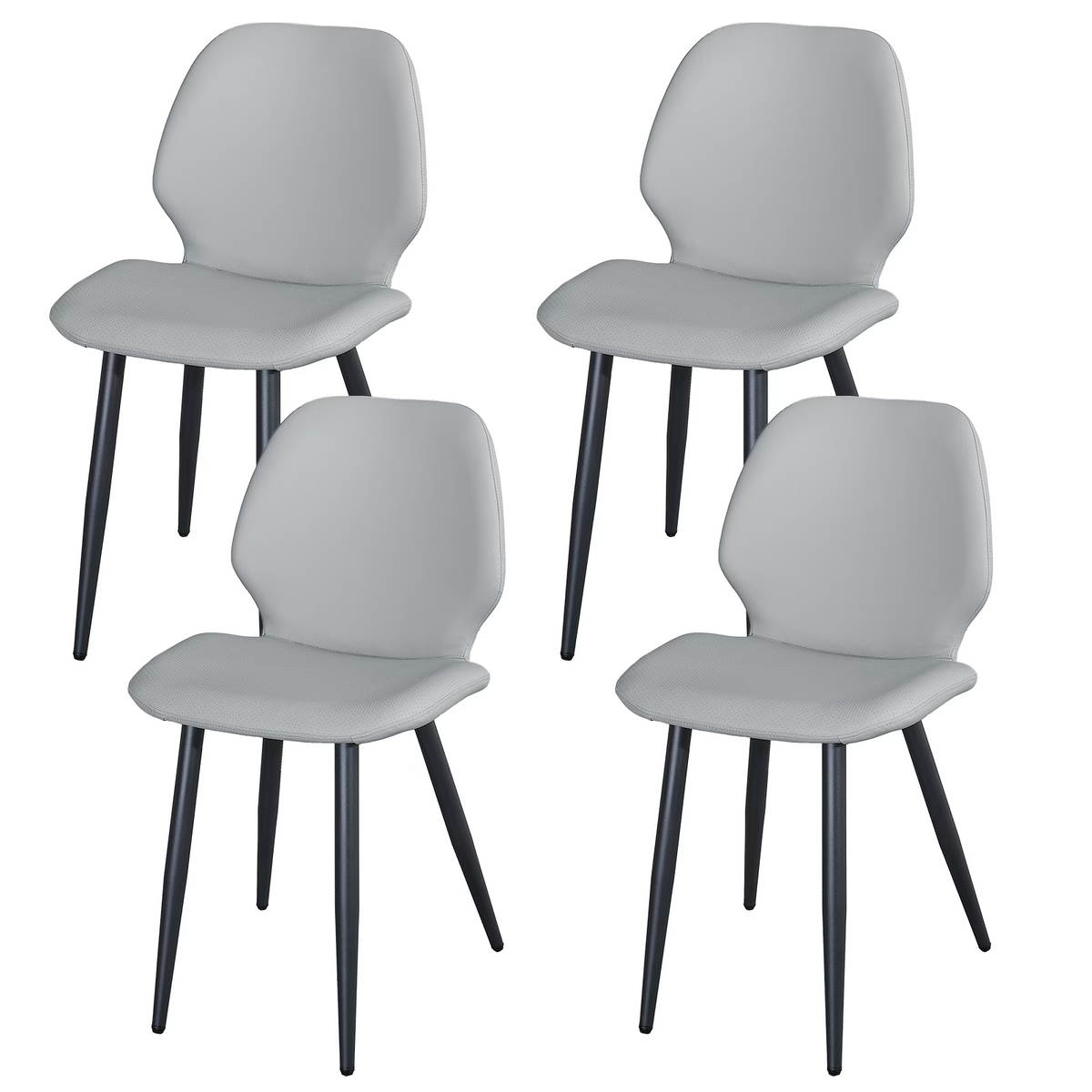 Light Grey Leather Dining Chair with Metal Legs, Shell Shape Upholstered Chair Set of 4 for Kitchen, Restaurant, Living, Meeting Roomwhite icon