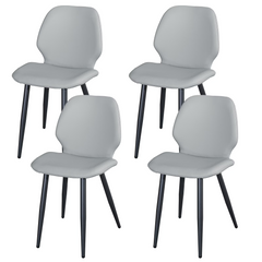 Light Grey Leather Dining Chair with Metal Legs, Shell Shape Upholstered Chair Set of 4 for Kitchen, Restaurant, Living, Meeting Roomwhite icon