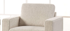 1pc Chair Track Arms Wooden Legs Loose Pillow Back Bench Style Seating Contemporary Off-White Primary Living Room