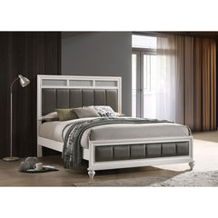 Talia White and Grey Upholstered Queen Panel Bed