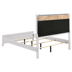 Talia White and Grey Upholstered Queen Panel Bed