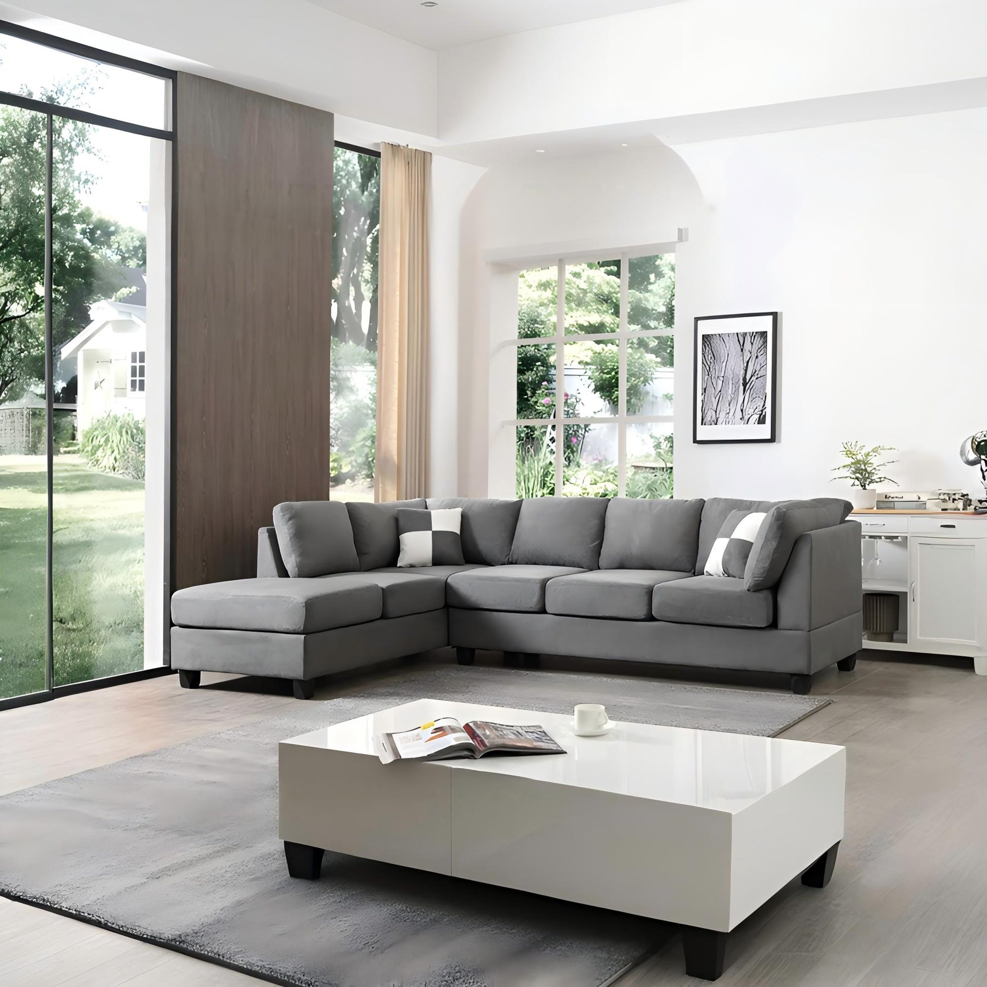Malone G633B-SC Sectional ( 3 Boxes) , GRAY
