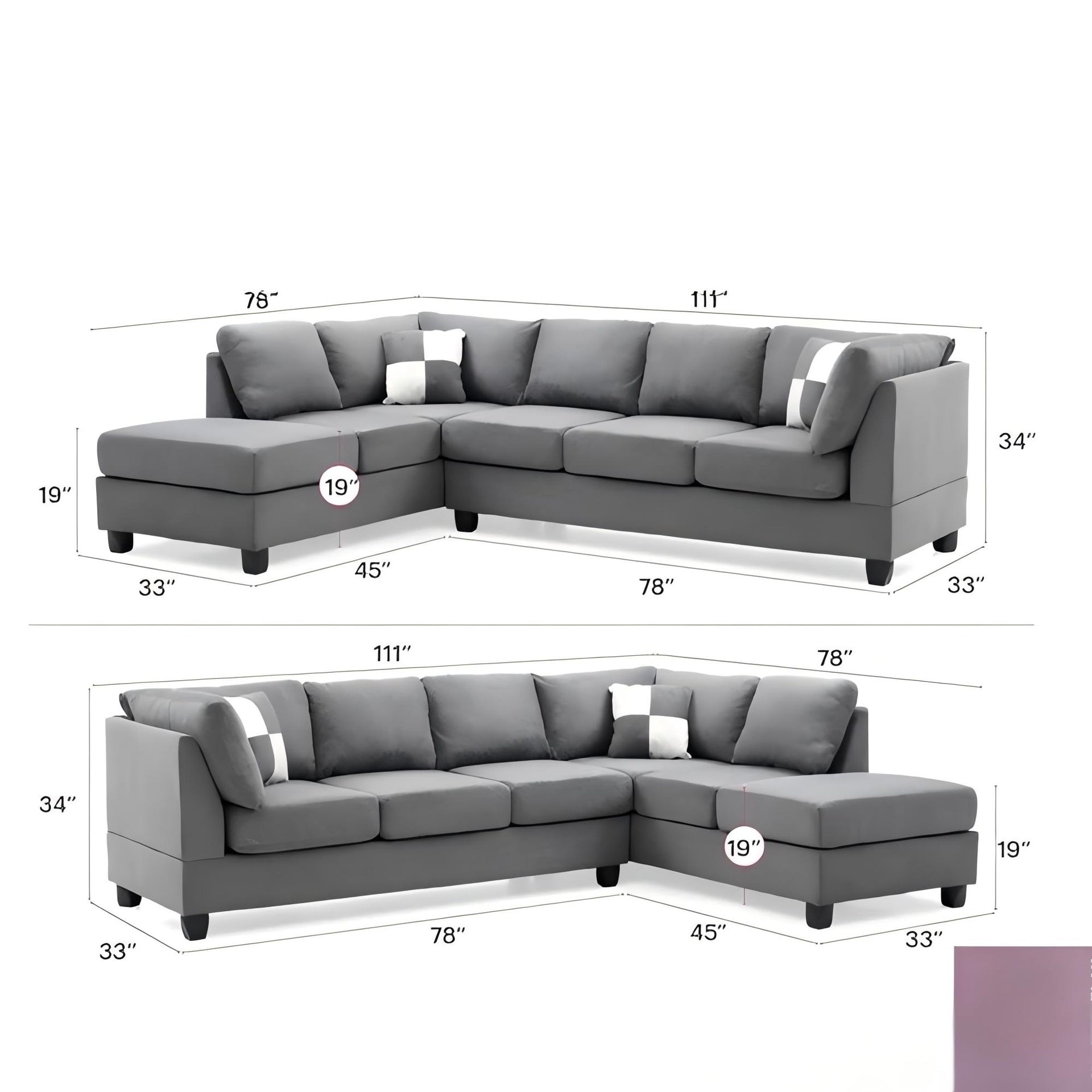 Malone G633B-SC Sectional ( 3 Boxes) , GRAY