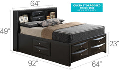 Stylish Black Queen Storage Bed With Modern Design