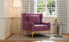 Modern Armchair Velvet Accent Chair Reading Chair Single Sofa Chair for Living Room, Bedroom, or Reading Corner, Purple