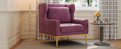 Modern Armchair Velvet Accent Chair Reading Chair Single Sofa Chair for Living Room, Bedroom, or Reading Corner, Purple