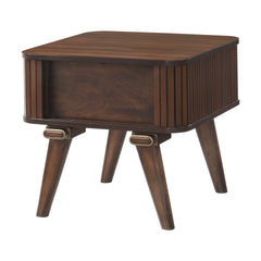 1pc Storage End Table Walnut Finish Tambour Doors Modern Living Room Furniture
